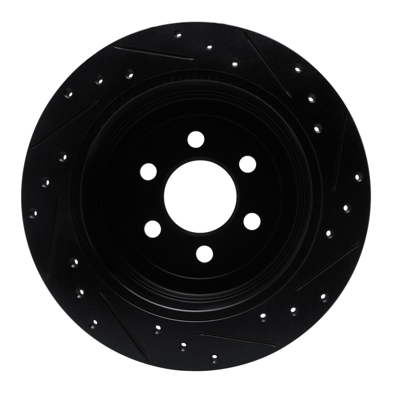 Dodge Dakota Brake Rotor (1) - Rear Left - R1 Concepts - Drilled & Slotted - Black - `03-`04